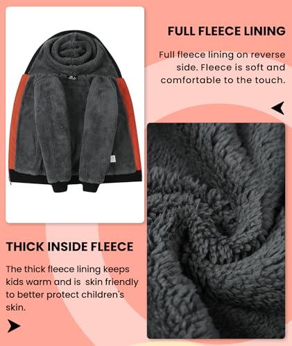 Image of V VALANCH Boys Hoodie Zip Up Fleece Lined Jacket Warm Sherpa Hooded Sweatshirts for Boys Girls 6-15 Years