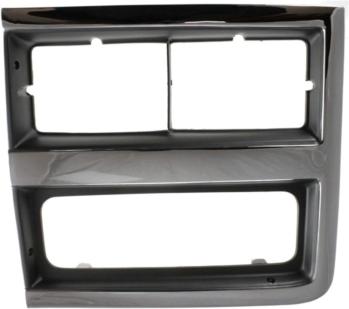 Headlight Trim Bezel Argent/Gray & Chrome Driver Side Left for Chevy for R/V 1500/2500 for Suburban Scottsdale/for Silverado 1989-1991 for Truck