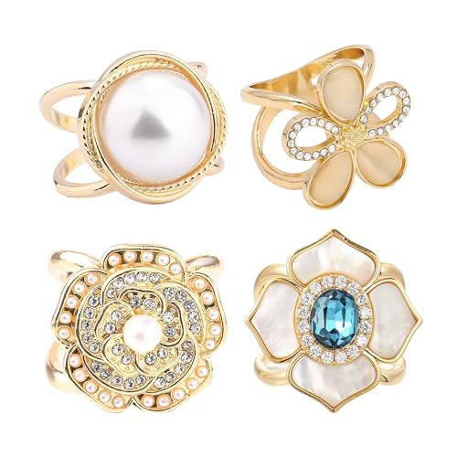 Image of 2 Pcs Scarf Ring Clips for Women Metal Shirt Tightener Cinch Buckle for Silk Scarf Shawl Blouse Sweater T Shirt Clothing Accessories