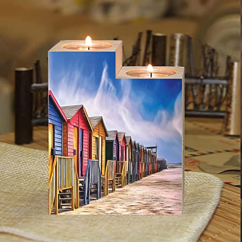 Colorful Beach Huts Wooden Candle Holder, Rustic Wooden Boathouses South Africa #TOP27