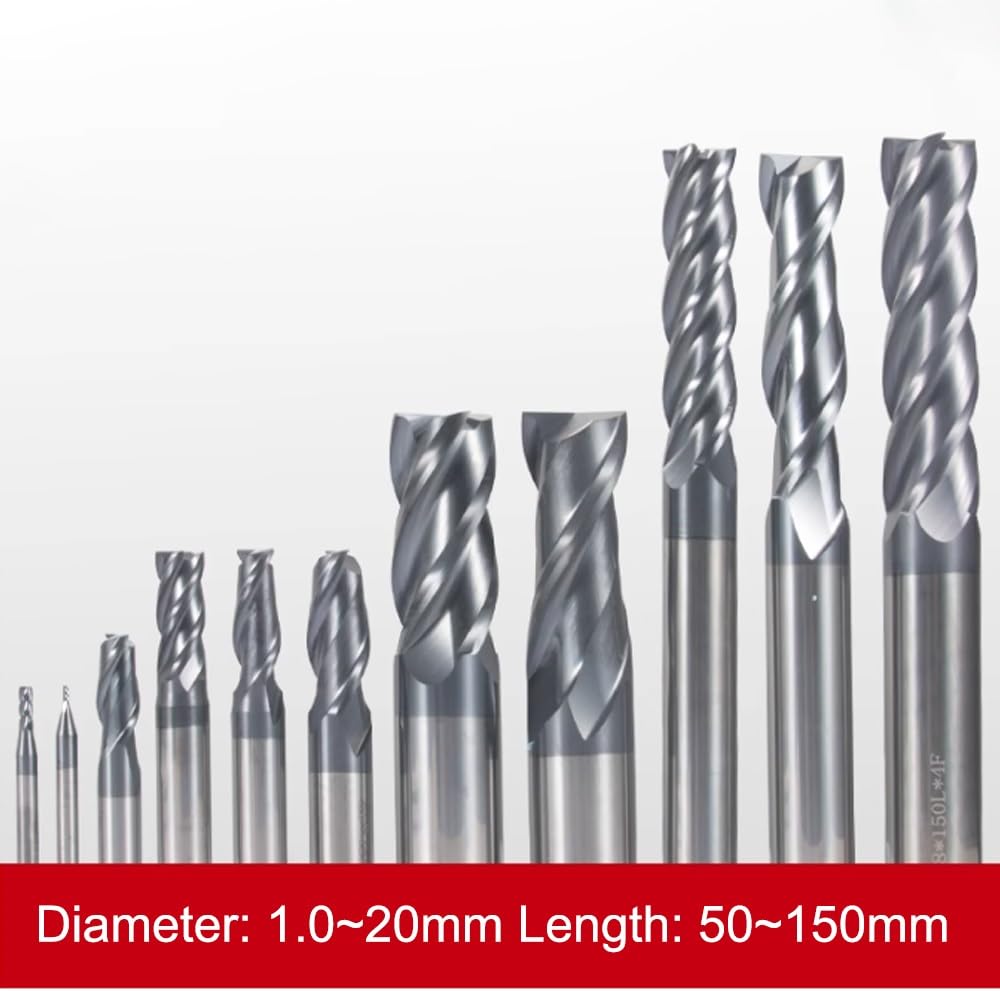Fresa de nanorecubrimiento de carburo de tungsteno y acero de 4 flautas HRC50 for mecanizado mecánico CNC, herramientas de fresas de extremo plano de 1-20MM (Size : D20*D20*45 * 100L)