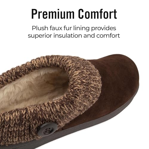 Clarks Clarks Women's Knit Scuff Slipper Mule,Brown,7 M US