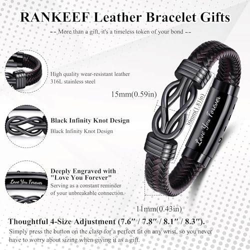 Pulsera de cuero trenzado para hombre RANKEEF miniatura 4