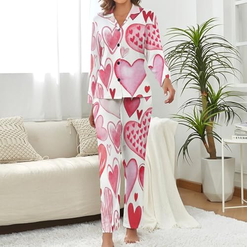 Pyjama d'amour à l'aquarelle pour femme en taille généreuse - 2