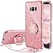 Glitter Cute Samsung Galaxy S8 Plus Case Girls with Stand, Bling Diamond Rhinestone Bumper with Ring Kickstand Clear Thin Protective Sparkly Luxury Pink Galaxy S8 Plus Case for Girl - Rose Gold