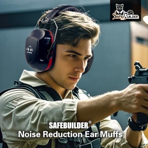 Image of SAFEBUILDER Ear Muffs Noise Reduction SNR 33dB Adjustable Lightweight Safety Earmuffs Sound Proof Noise Cancelling ANSI