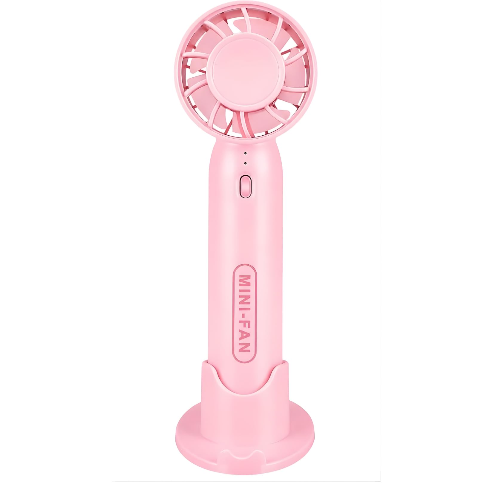 Mini Handheld Fan with Desktop Stand, USB Rechargeable, Blue (Pink) | Portable Design, Desk Stand Included, One-Button Control, Lightweight & Compact, USB Charging-image-24