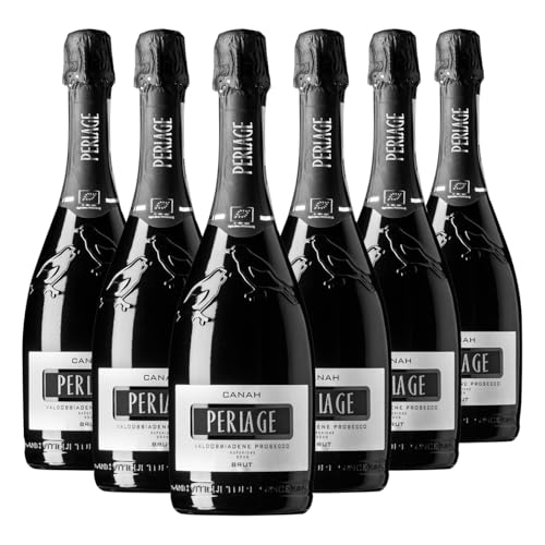 Perlage Canah Prosecco Valdobbiadene Superiore DOCG Brut Ecológico – Vino espumoso italiano orgánico 0,75L -Caja de 6 botellas