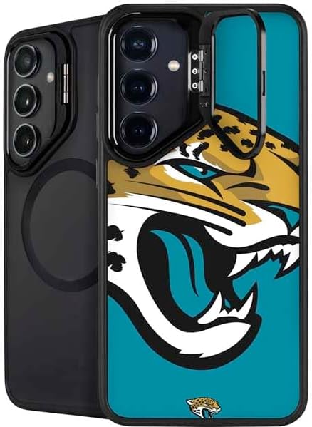 Skinit Kickstand Phone Case Compatible with Galaxy S25 - Officially Licensed NFL Jacksonville Jaguars Black & White Design