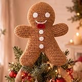 Syhood 10 Inch Crochet Gingerbread Man Christmas Tree Topper