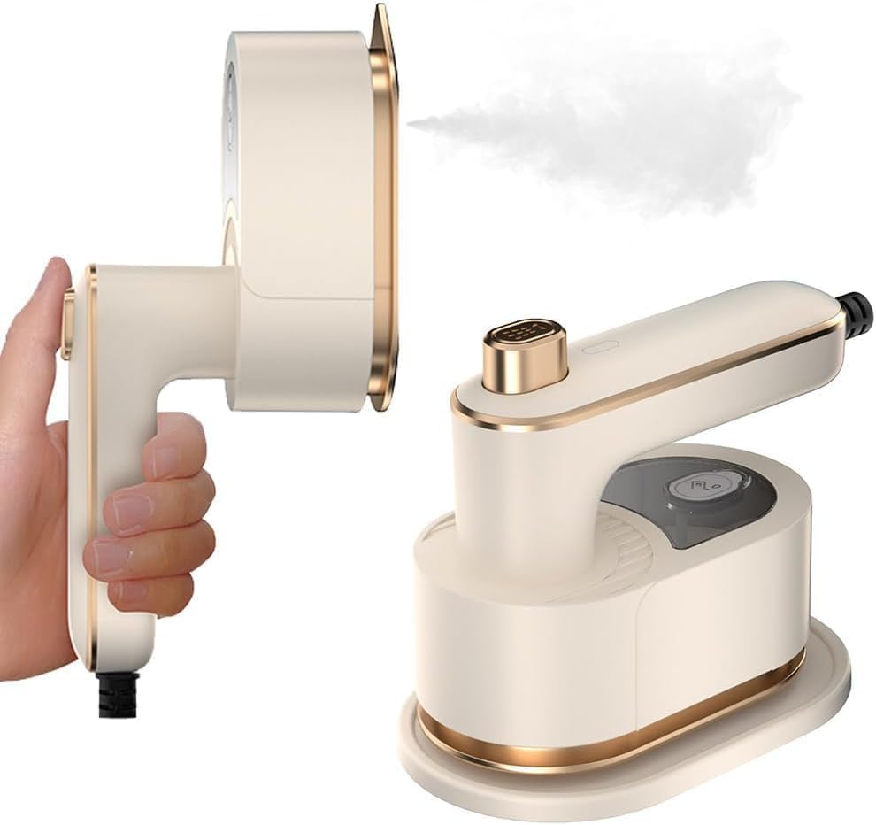 Travel Steamer Iron for Clothes Mini-Portable Ironing Machine Travel and Iron Fast 10s Heat-Up and 180° Rotating Handle,Horizontal and Vertical,Garment Steamer and Iron for Travel Office Home(White)