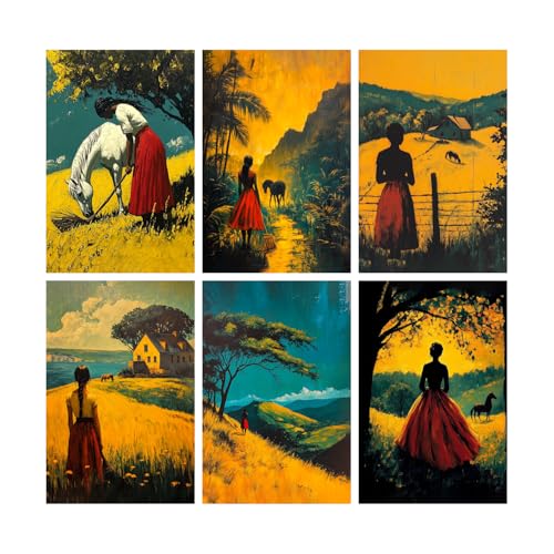 Image of SiddArtify Vintage Farmhouse Wall Art Prints Set - Equestrian Landscape Poster Decor for Living Room Bedroom - 12x18 inch Board Pack of 6