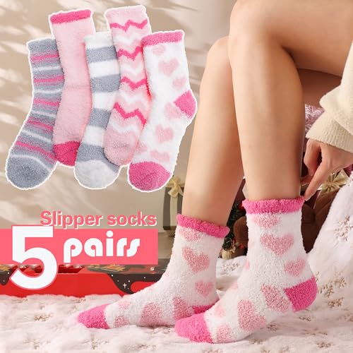 Image of Anlisim Fuzzy Socks for Women, Soft Comfy Cozy Fluffy Thick Winter Warm Fleece Slipper Socks
