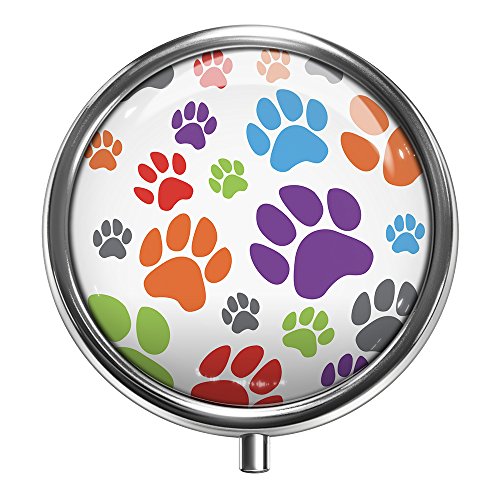 FINCIBO Pill Box, Compact Medicine Case with 3 Compartment for Tablet Pills for Pocket Purse Travel - Puppy Dog Paws FINCIBO Pill Box, Compact Medicine Case with 3 Compartment for Tablet Pills for Pocket Purse Travel - Puppy Dog Paws