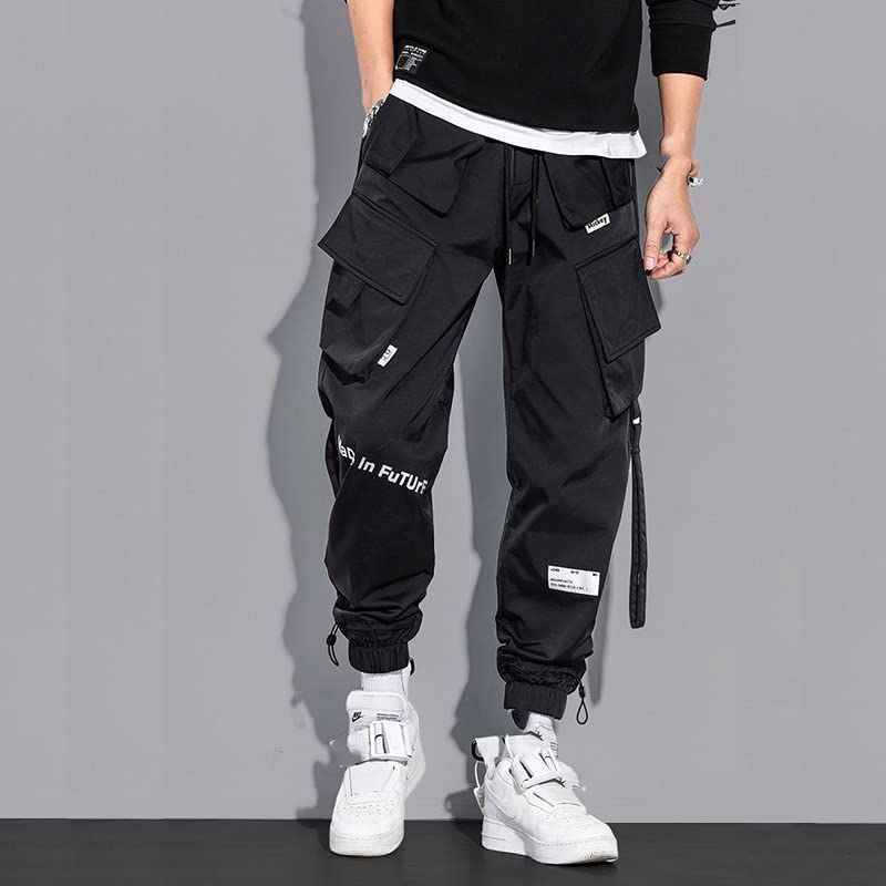 AAPAH Reflective Black Casual Cargo Pants Men Streetwear Korean Harem Trend Loose Trousers Techwear Male Pantalon4