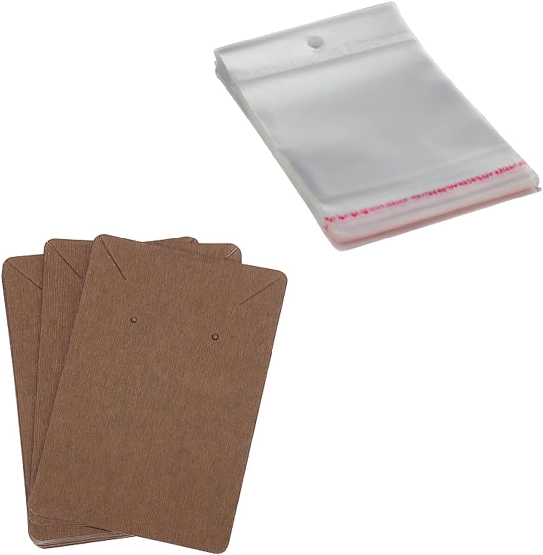 ECYC Ltd 50 Set Earring Cards with Clear Self-Sealing Bags for Jewelry Packaging, Blank Necklace Card Holder Earring Display Cards for Selling DIY Ear Studs Necklace Jewelry Display, 2.16"x2.16"