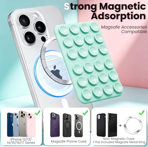Anteel Magnetic Suction Phone Mount Compatible with MagSafe Case, Removable Silicone Grip Phone Holder for iPhone 14/15/16/17, Hands-Free Selfie/Video for TikTok Creator/Influencer (Lavender) by Anteel - Used condition - Image 3