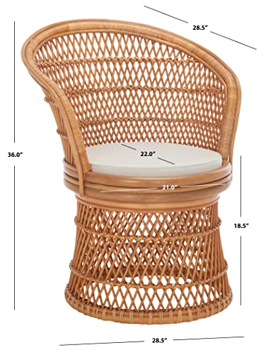 Sillón giratorio rattan natural blanco cómodo miniatura 3