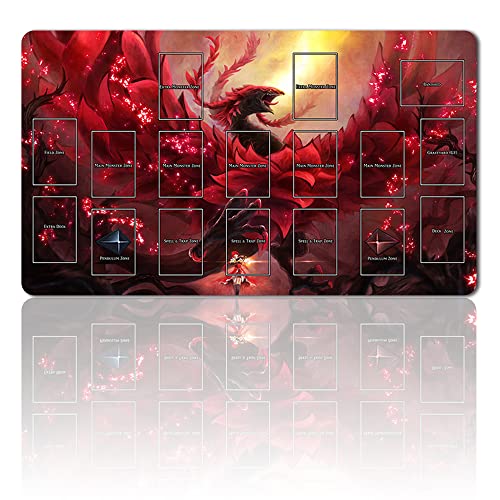 Brettspiel TCG Spielmatten + Free Bag + with Card Zones ,YGO Card Game Table Mat Größe 60X35CM Mouse Pad Kompatibel Mit MTG TCG Cover
