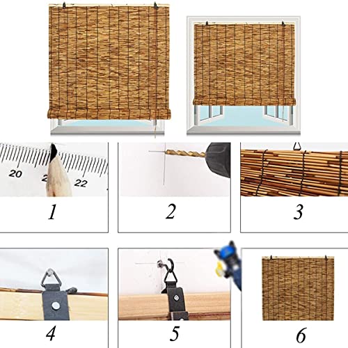 Roller Shades Bamboo Blinds Retro Reed Curtain Roman Sun Shade Cordless For Indoor/Outdoor Privacy 22X32In,36X32In (Color : 23X32In) #TOP5