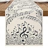 Tischläufer mit Musiknoten, elegantes Vintage-Musik-Design für Zuhause und Feiertagsfeiern, 33 x 183 cm