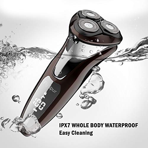 Image of Electric Shavers For Men Flyspur 3D Rechargeable 100% Waterproof Men Rotary Electric Razor Wet Dry With Pop Up Trimmer LED Display 120 Minutes Shaving