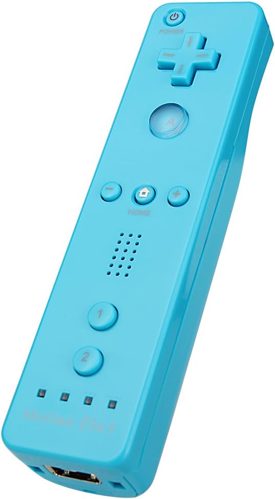 Wii Motion Plus Controller SL10 2in1 Wii Remote And Nunchuck Controller Wii Controllers + Protective Silicone Case + Wrist Strap for Nintendo Wii(Blue)