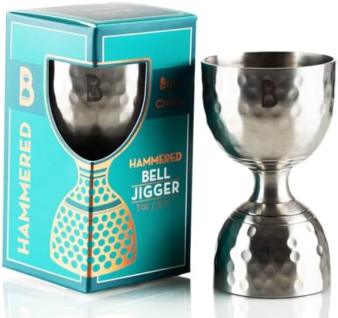 Hammered Bell Jigger by Bull In China - Premium Stainless Steel with 0.25oz to 2oz Measures for Cocktails, Bars & Bartenders - Thumbnail 2