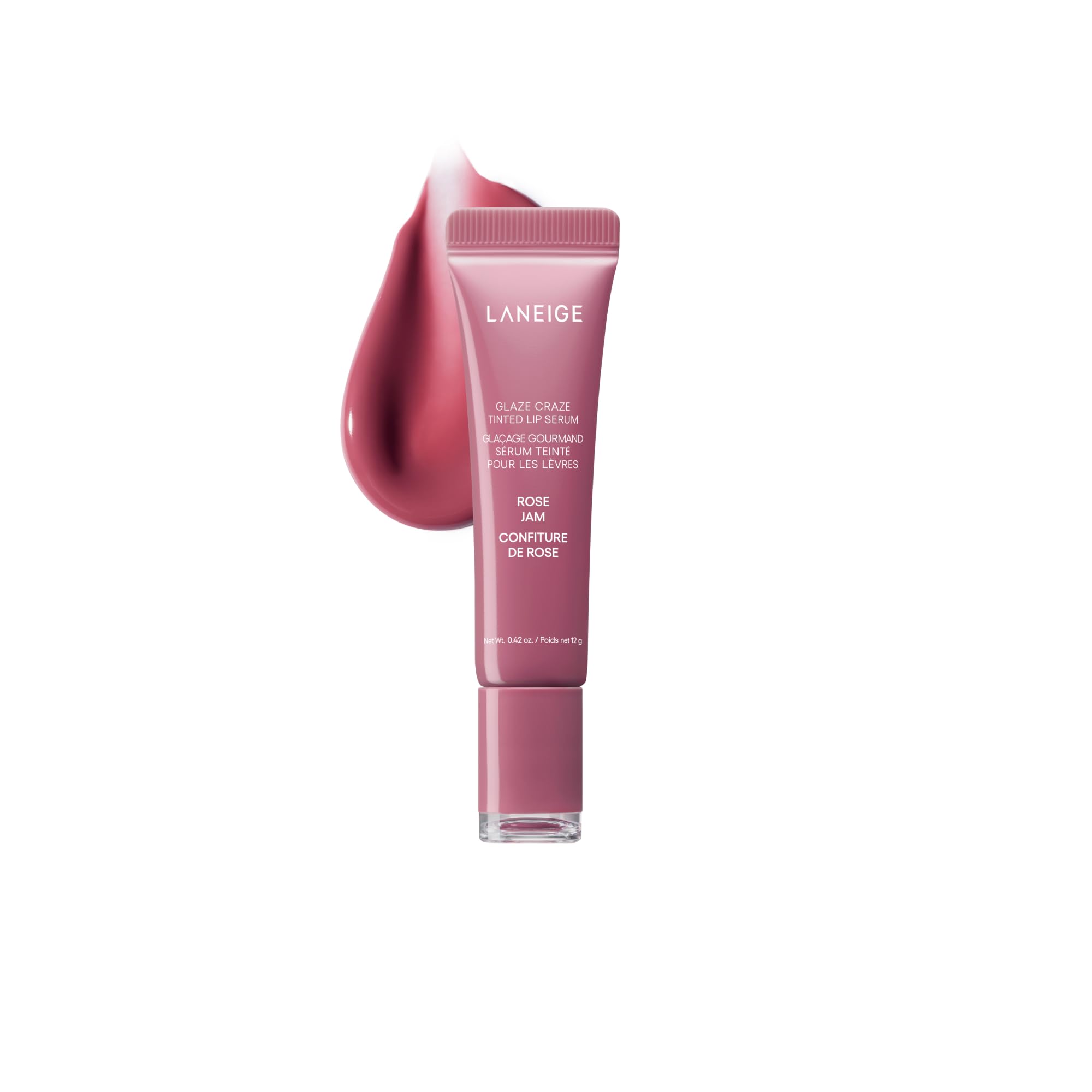 Photo 1 of LANEIGE Glaze Craze Tinted Lip Serum: Hydrating, Lip Barrier-Boosting, Softening Lip Serum Treatment for Glossy & Buildable Shine, Nourished Lips, Plumping Polypeptides | Korean Skin Care, Rose Jam
