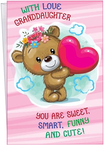 Chuck's Card-O-Rama - Birthday Card For Granddaughter - Made in USA - NEW! - Large Card Opens to 10