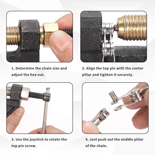 Image of Chain Breaker Tool, Bike Motorcycle Chain Breaker Tool Kit, Car Accessories Chain Breaker Riveting Tool for Dirt Pit Bike ATV Quad Go Kart Scooter Motorcycle Bicycle Chain Break #420-530, black