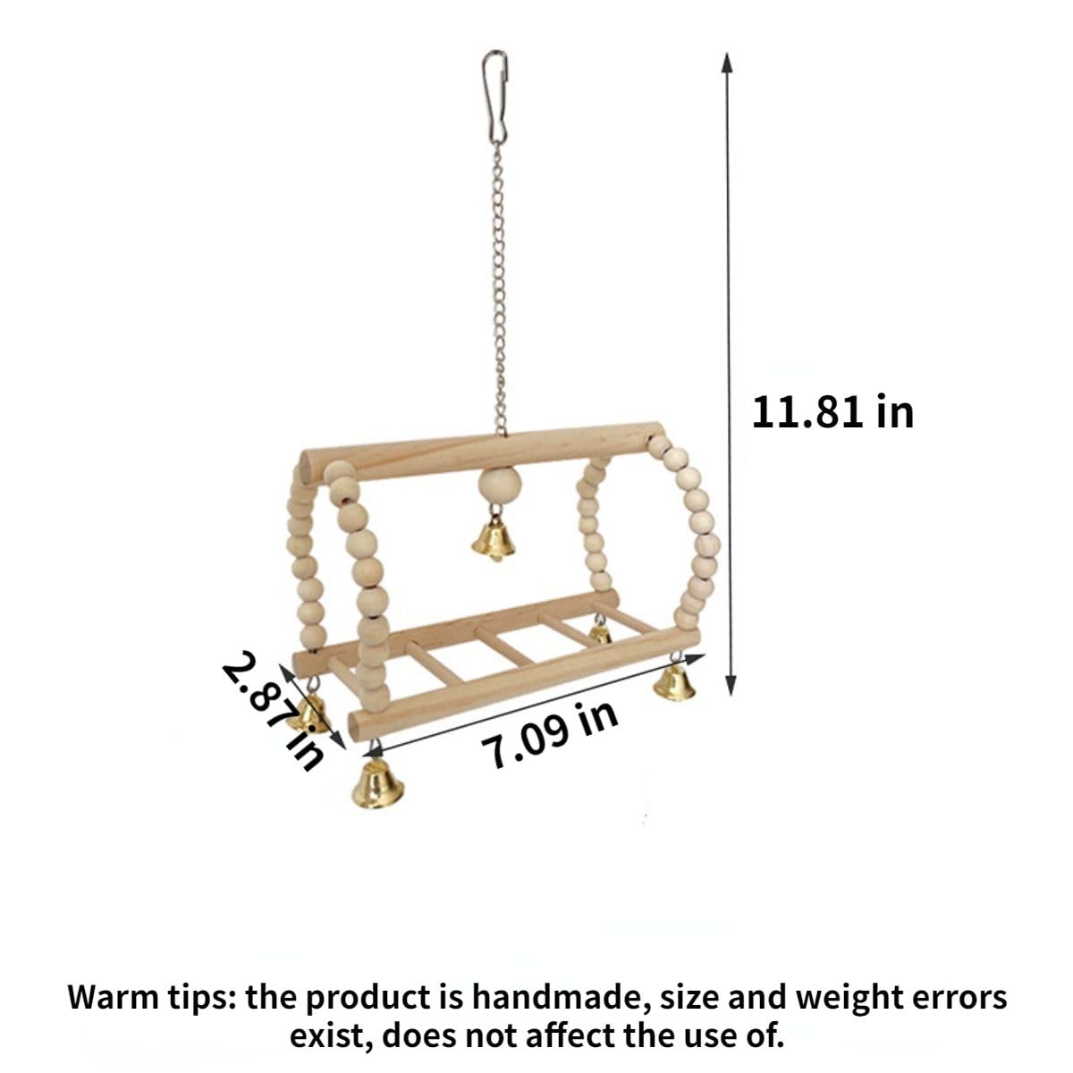 Bead Decorated Parrot Swing Toy Cage Bird Swing Parrot Accessories Cage Bird Toy Wooden Bird Swing Bird Accessory Swing Toy for Bird Wear-Resistant Bird Toy Cage Parrot Swing