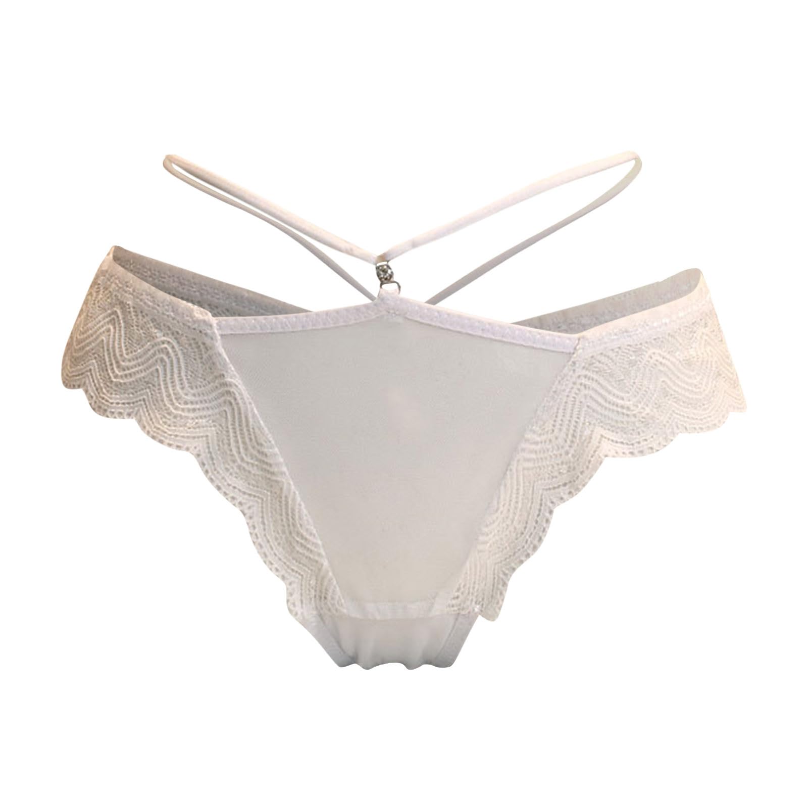 Womens Floral Embroidery Hollow Lace Strap Panties Classic High Rise Comfy Breathable Underwear Thongs Panty