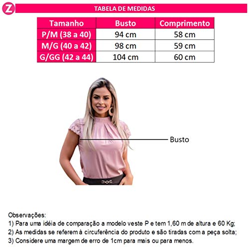 Blusa Feminina Social Manga Curta Detalhe Renda E Tule (P/36-38, marrom)