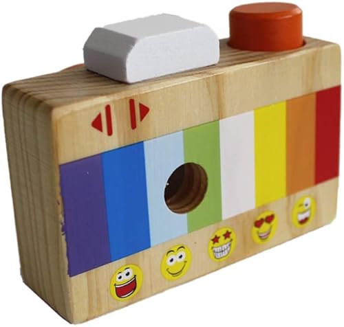 Miniatura 3 de GoodPlay Mini cámara de juguete de madera de dibujos animados con lente de caleidoscopio multi-prisma, cámara portátil para niños pequeños (llevar