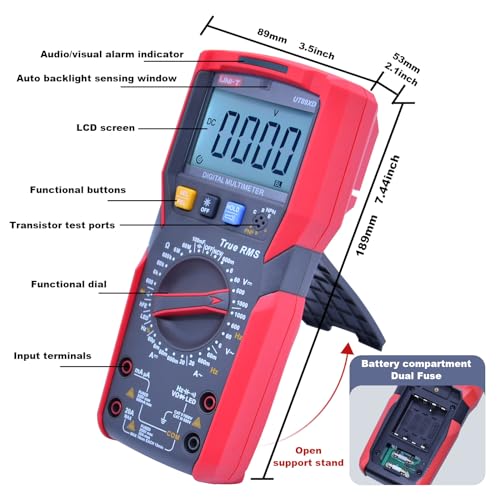 Image of UNI-T UT89XD Digital Multimeter Tester, TRMS 6000 Counts AC DC 1000V Multimetro Volt Ohm Meter Automotive Electrical Capacitance Multimeter, Measures Current Temperature NCV Resistance