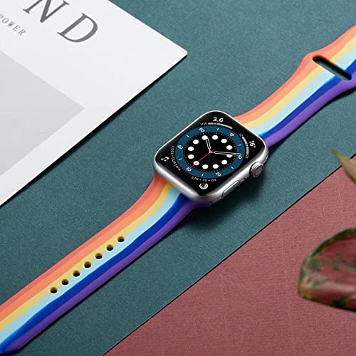 Image of YODI 20mm Soft Silicone Classic Strap Bands for Amazfit Bip U Pro, Amazfit GTS Smart Watch Quick Release Pin for Men, Women and Kids Medium Size (Rainbow, Amazfit GTS)