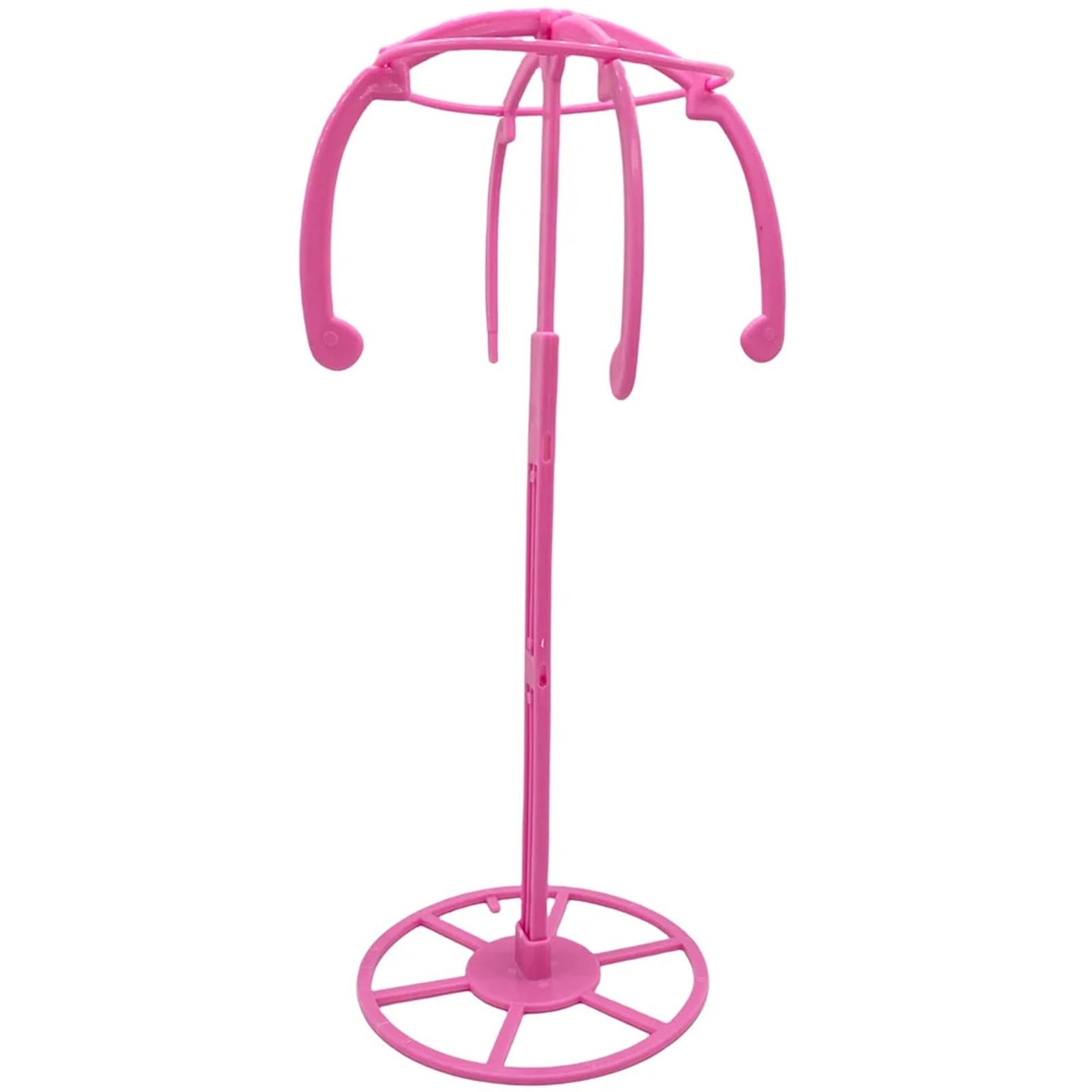 FDzkrtvm Plastic Folding Wig Stand, 3 Pcs Adjusting Wig Stand Plastic Hat Display Head Holders Portable Folding, Black/Pink(Pink)