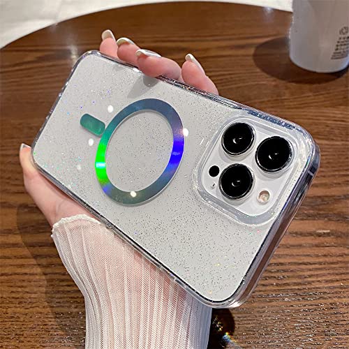 Coque paillettes laser pour iPhone 14 Pro Max : l'élégance magnétique et transparente