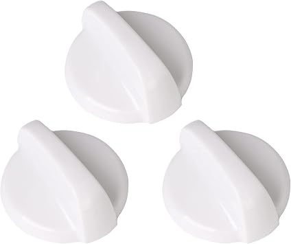 Walmine 3 Pieces White Plastic WB03T10282 Cooker Stove Control Knob Replacement for GE, Replace AP4345833 PS2321074 1461063