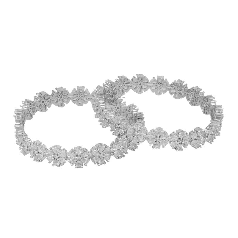 OPAL TOUCH Rhodium Plated Made of Brass Bangles For Women | Traditional Bangle For Women | Studded Design Bangles | Traditional Stylish Bangles Set for Girls and Women (White-2.6) (B0C6R112M9) Amazon Price History, Amazon Price Tracker