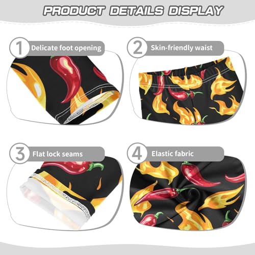 Flames Chili Girls' Leggings Toddler Doodles Peppers Kids Yoga Pants Dance Active Tights 4T3