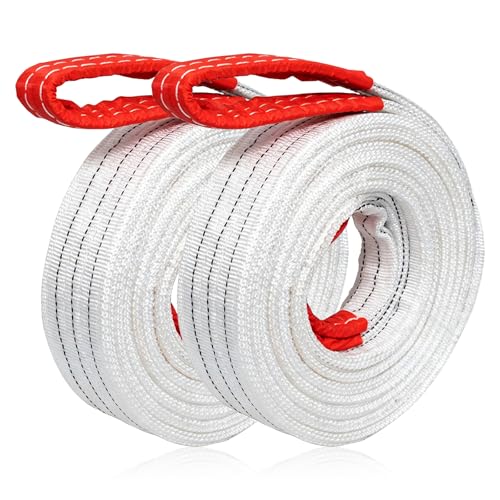 Image of Lifting Sling Webbing Strap,2Pcs Heavy Duty Lifting Sling Strap,Cargo Lifting Sling,Polyester Crane Towing Strap,Anti-Abrasion Flat Recovery Securing Straps for Hoist,Towing,Moving,2T Load Capacity,2M