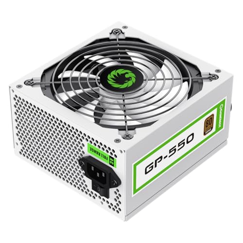 GameMax GP-Series 550W 80 Plus Bronze Power Supply - 550W GameMax GP-Series GP-550, Fully Wired, Single Rail, 140mm Fan, ATX PSU | White
