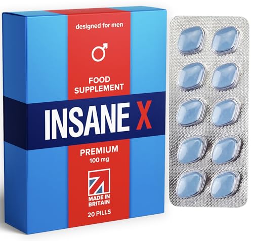 20 INSANE X Premium - Extra Strong Pills for Men UK - Natural Fast-Acting Ginseng Tablets for Men - for Enhanced Performance