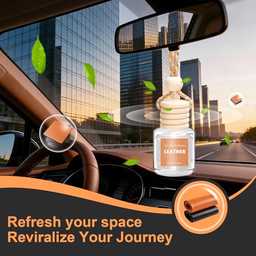 Image of AROIC Hanging Car Air Freshener - 6 Pack Luxury Leather Scent Air Freshener Set, Long-Lasting Natural Essential Oil Fragrance Diffuser Eliminates Odors,Ideal Business Gift for Car Accessories Unisex
