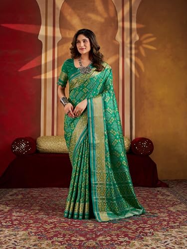Image of MADHUHANSH Women's Cotton Silk Saree with Unstitched Blouse Piece Zari Weave and Floral Pattern | Heavy Embroidery Saree for Women | Interview Saree for Women | Readymade Blouse with Saree Set
