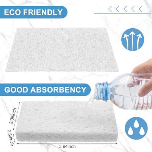 Image of Zhengmy 48 Pieces Sponges Bulk Sponges Kitchen Compressed Sponge Natural Dish Sponge Compressed Wood Pulp Cleaning Without Scratching for Kitchen Bathroom, 3.9 x 2.4 x 0.12 Inch (White)