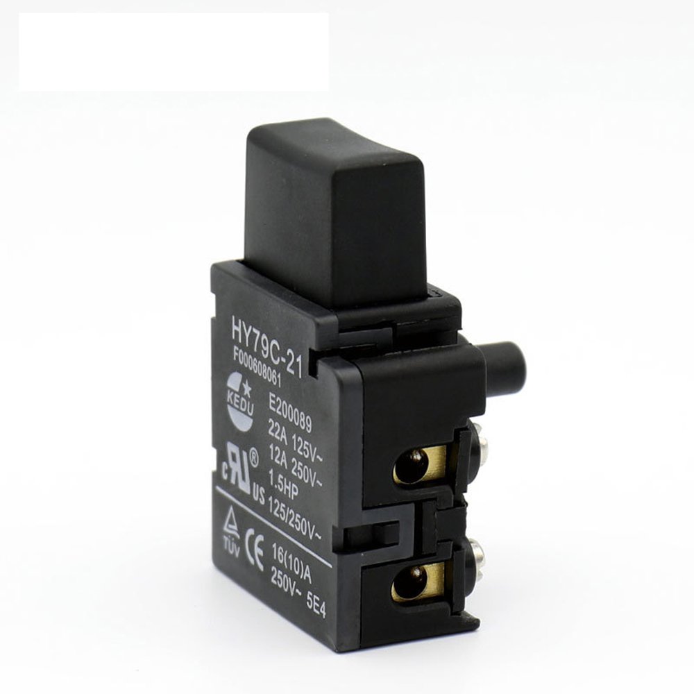 Interruptor de botón de bloqueo automático industrial de 16 A 125/250 VCA, interruptores de encendido y apagado para taladro de gatillo, sierra, amoladora de martillo HY79C-21, paquete de 2