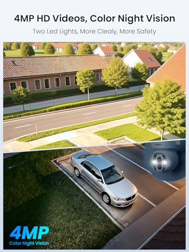 Image of Solar Camera Outdoor Wireless, No Subscription, Expandable to 10CH, 4 Cam Kit Home Security Camera System, 4MP Color Night Vision, 360 Pan&Tilt, PIR /AI Detection, Works Offline & 2.4G /5G WiFi